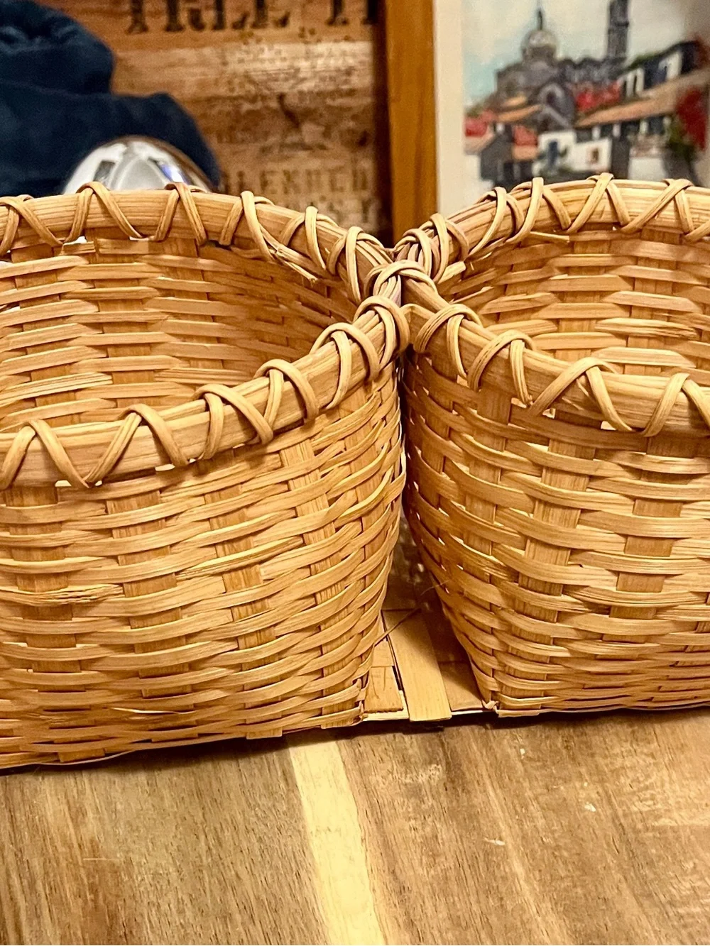 Handwoven Natural Rattan Storage Baskets - Tan